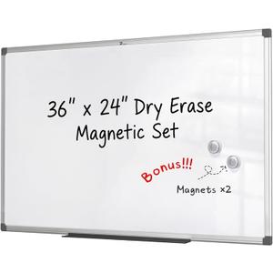 TOWON Magnetic Dry Erase Whiteboard 36x24 in, 3x2 ft, Silver Aluminum