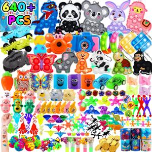 Kiss Monkey 640 PCS Prize Treasure Box Toys for Classroom, Party Favors for Kids, Fidget Toys Bulk, Goodie Bags Stuffers for Kids, Birthday Gifts, Pinata Stuffers, Carnival Prizes