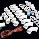 OVO Complete Set of Fittings for Central Vacuum Installation with 3 Low-Voltage inlets (Excluding Pipes), White, 1.5 Inch
