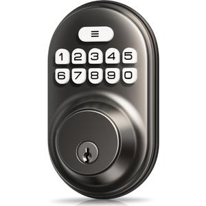 Veise Keyless Entry Door Lock, Electronic Keypad Deadbolt, Keyed Entry, Auto Lock, Anti-Peeking Password, Back Lit & Easy Installation Design, Matte Black