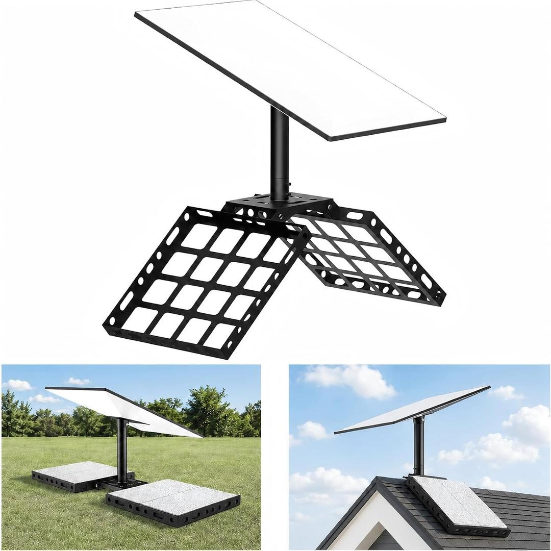 Gen 3 Starlink Roof Ridge Mount, No-Drill Ballast Roof Mount Kit with 360 Aluminum Pipe Adapter, Compatible with Starlink Standard 4/4X/V3 Dish