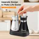 Salt and Pepper Shakers Set, 4 oz Stainless Steel Salt Shaker, Farmhouse Salt Pepper Shaker Containers with Glass Bottom for Kitchen Gadgets Cooking Table, BBQ, Bar, RV, Camp (Black&White)