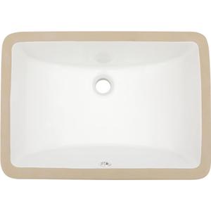 Dcolora Undermount Bathroom Sink Rectangle 18"x14" White Porcelain Ceramic Rectangular Vessel Sink Under Counter Lavatory Vanity Bath Sink Bowl Basin With Overflow