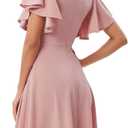 Bridesmay Women's Formal Wedding Guest Dress for Women 2026 Short Sleeve Fit and Flare Tea Party Dresses (Pink, XXL)