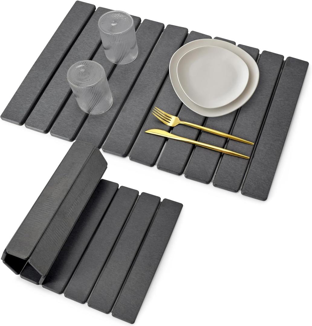 Stone Dish Drying Mat for Kitchen Counter  Collapsible 24"(L)16 (W) Super Absorbent Diatomaceous Earth Dish Drying Mat, Grey Kitchen Counter Mats for Dishes ,Bottles, Cups, Match Any Countertop (Gray)