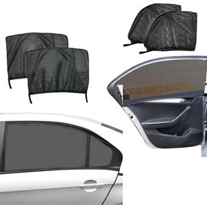 Car Front & Rear Window Sun Shades, Stretchy Breathable Mesh Side Windshield Sun Shades, UV Protection & Heat Block Window Screen Cover, Auto Camping Accessories for SUV, Truck (4PCS)
