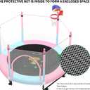5FT Trampoline for Kids Toddler Indoor Trampoline with Safety Enclosure Net, Mini Basketball Hoop, Jumping Mat for Home Entertainment Equipment Outdoor Backyard Games