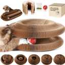 Magic Organ Cat Scratcher with Bell Ball and Catnip - Longer, Stretchier Accordion Cardboard Scratching Pad with 4 Strong Magnets - Interactive Kitty Kurlz Cat Toy