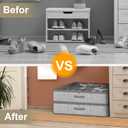homyfort 32 Pairs Shoe Organizer Under Bed, Underbed Shoe Storage Boxes Bins, Organizador De Zapatos, Extra Large Zapateras Organizer, Grey, Set of 2