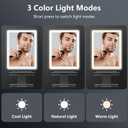 Heated Shower Mirror Fogless for Shaving, 3 Colors Stepless Dimmable Lights Fogless Mirror for Shower, Rechargeable Anti Fog Shaving Mirror for Shower with Razor Holder for Men, Light Memory Function