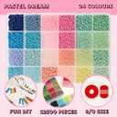 12500pcs John Bead Assorted Glass Seed Beads 8/0, 24 Pastel Dream Colors Round Bead for DIY Crafts Jewelry Making Bead Box