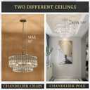 CATINER 20'' Modern Crystal Chandelier Luxury 6-Lights Chrome Semi Flush Mount Ceiling Light Fixtures Round Crystal Pendant Chandelier for Living Room Dining Room Kitchen Foyer Bedroom, Chrome, Medium-20”