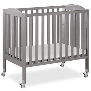 Dream On Me 3-in-1 Portable Folding Stationary Side Mini Baby Crib in Steel Grey & Mattress, Green Guard Gold & BSA, Use as Changer & Playpen, Locking Wheels, 3 Mattress Heights, Extra Firm Mattress