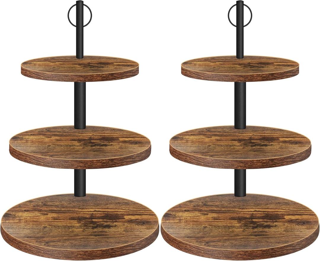 Cupcake Stand, 3 Tier Cake Stands Rustic Dessert Table Display Set Wood Cupcake Tower Cake Stand Tiered Tray Stand for Wedding Birthday Baby Shower 2 Pack