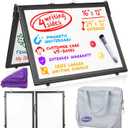 Small Dry Erase White Board Magnetic Desktop Whiteboard - 16x12 inch 4 Sides Portable Whiteboard for Kids - Tabletop Mini Easel with Cover Bag for Office Desk, Students, Teachers