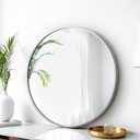 20x20 Round Mirror Circle Wall Mounted Aluminum Alloy Metal Frame HD Glass Dressing Make-up for Bathroom Entryway Bedroom Living Room 20 inch Silver (20"L x 20"W)