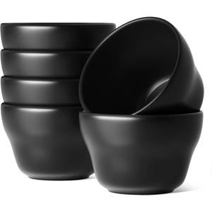 LE TAUCI Small Dessert Bowls Chili Bowls 8 Ounce Bouillon Cups for Dessert Soup Dipping Sauce Coffee Cupping - Set of 6, Maze Black