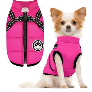 PETCARE Winter Dog Coat with Harness Built in Waterproof Dog Jackets Warm Pet Fleece Vest Windproof Snow Jacket Snowsuit Reflective Dogs Cold Weather Coats for Puppy Small Dogs Cats
