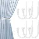 Hion Curtain Holdbacks White 6pcs, Curtain Tiebacks Wall Mounted Curtain Hooks Holders for Drapes