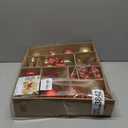 SHareconn 70pcs 2025 Classic Christmas Balls Ornaments Set, Shatterproof Plastic Baubles, Ribbon and Tree Topper for Xmas Tree Holiday Wedding Party Decorations with Hanging Strings, Red and Gold