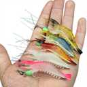 Soft Plastic Shrimp Fishing Lures with Double Hooks, 2Pack, Orange and Natural Colors (Tea+Black Red)