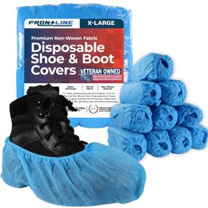Disposable Shoe Covers for Indoors 100 Pack | Non-Woven, Water-Resistant Booties for Professionals | Durable, Shoe Protectors for Home, Office, and Job Sites by Frontline | Non-Woven, Water-Resistant, Durable, For Home, Office, and Job Sites, For Professionals