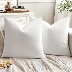 EMEMA Pack of 2 Velvet Throw Pillow Covers Decorative Square Pillowcase Soft Solid Cushion Case for Sofa Bedroom Chair Car 18x18 Inch White