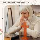 Bucherry 4 Pack 7.87 Inch Wood Crosses with Stand, Wooden Crosses Easter Cross Tabletop Decor Religious Christian Gift Baptism Centerpiece for Table Craft Wedding Church Sunday First Communion (Brown)