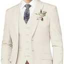 Boys Linen Suits for Kids Summer Slim Fit 3 Piece Beach Wedding Outfit Light Weight Tuxedo Linen Suit Set, 10Y