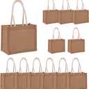 12 Pcs Mini Burlap Tote Bags Reusable Jute Bag Blank Canvas Gifts Bags with Handles for Shopping Wedding Beach DIY