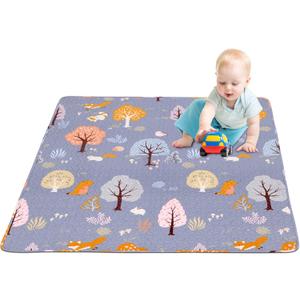 Washable Baby Play Mat Portable Playmat for Babies 63x43, Foldable Toddler Playpen Non-Slip Baby Tummy Time Mat, Soft Floor Play Mats for Infants Extra Large Crawling