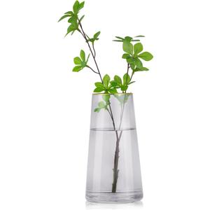 WHJY 9 inch Gray Clear Glass Vase for Table Centerpieces Home Dcor, Flower vase Modern Glass Bottles Decorative-Gray