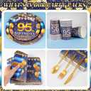 350PCS 95th Birthday Party Decorations for 50 Guests Blue and Gold Party Supplies for Men Include Disposable Paper Plates, Napkins, Cups, and Disposable Plastic Cutlery (95)