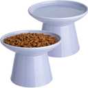 6.2 Inch Extra Wide Elevated Ceramic Cat Bowls, Food and Water Bowl Set for Elder Big Cats Small Dogs, Raised Design for Pet Easy Eating, Protect Cat's Spine Set of 2(Light Purple)