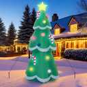 7 FT Christmas Tree Inflatable with LED Lights, Quick Setup, Sturdy Outdoor Holiday Decoration, Includes Sandbags, Stakes, Ropes, Perfect for Yard, Lawn, Garden
