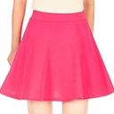 Basic Solid Stretchy Cotton High Waist A-line Flared Casual Skater Mini Skirt, L