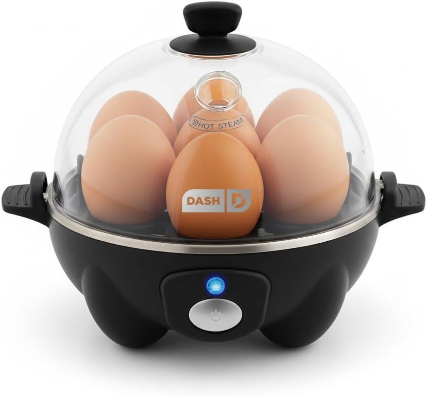 Dash Rapid Egg Cooker - Boiler, Poacher & Steamer - Includes Measuring & Recipe Guide - Dishwasher Safe - BPA Free - Holds 7 Eggs, Black