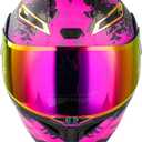 Womens Motorcycle Helmet with Bluetooth - DOT Modular Motorcycle Helmets with Dual Visor, Flip Up Full Face Purple Helmet with Speaker and Mic