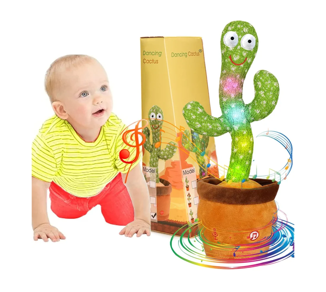 Emoin Dancing Cactus Baby Toys 6 to 12 Months, Talking Cactus Toys Repeats What You Say Baby Boy Toys, Dancing Cactus Mimicking Toy with LED English Sing Talking Musical Toys