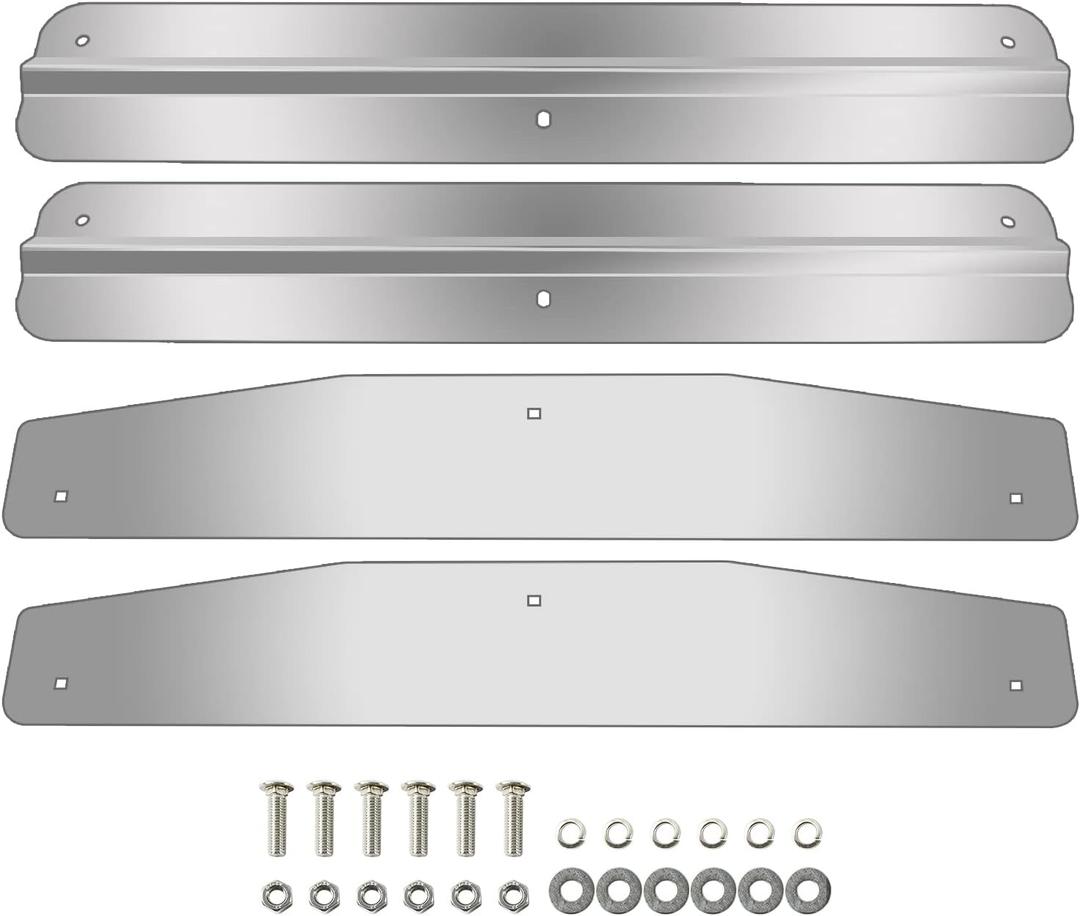 24" Stainless Steel Mud Flap Weights Pair Weight w/Backing Plate Mirrored Universal 10424-4 Piece Set