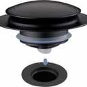 Matte Black Tub Drain Stopper, Hidrop Pop Up Universal Tub Dain Tip Toe Bathtub Drain Stopper, Fit 1.375 to 1.5 Inches, Replaces Lift and Turn, Tip-Toe and Trip Lever Drains for Tub, EZ Installation
