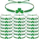Sasylvia 20 Pcs St Patricks Day Gifts Bracelets St Patricks Day Charms Adjustable Shamrock Bracelets Lucky Shamrock for Irish Festival Holiday Party Favor Gifts