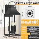 Dusk to Dawn Outdoor Wall Lantern, Black Modern Exterior Lights, 1 Pack 22''
Auto On-Off, 2-E12 Base, Large Porch Wall Sconce Lights, Waterproof Outside Sensor House Lights for Patio Garage, Metal Frame