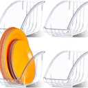 4 Pcs 10 Inch Paper Plate Holder Plastic Dinner Dish Drainer Paper Plate Dispenser Organizer for Kitchen Cabinets Storage Rack Dish Cradle for Countertop