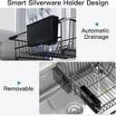 Dish Drying Rack Over the Sink In Stainless Steel Black Expandable Drainer for Small Kitchen, Counter Space Saving Compact Inside Sink Plate Dryer, Adjustable Hanging Metal Wire Strainer Drain Holder