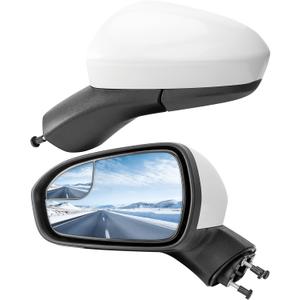 Left Driver Side Rear View Mirror Replacement for Ford Fusion 2016 2017 2018 2019 2020 2021 2022- Rearview Mirrors with 3Pins, Electric Adjustment, white