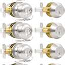 5 Pack Front Door Lock Set, Keyed Alike Exterior Door Lock Set with Deadbolt, Single Cylinder Deadbolt Lock and Entry Door Knob Set,Round Ball Brushed Nickel Door Knobs with Lock and Keys