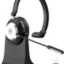Wireless Headset with Mic for Work with AI Noise Cancelling Microphone Bluetooth Headset with 2.4G USB Dongle & Mic Mute for Laptop/Computer/Cell Phones/Office/Remote Work/Call Center/Zoom/Skype