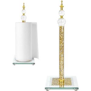 Paper Towel Holder Stand, Countertop Paper Towel Roll Dispenser Holders with Cube Base, Tissue Countertop Filled with Sparkly Crystal Crushed Diamond House Decor for Kitchen Bathroom