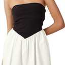 OLAPTA Women Strapless Tube Top Mini Dress Off Shoulder Sleeveless Casual Summer Patchwork Drop-Waist A-line Short Dresses(Small,Black and White)